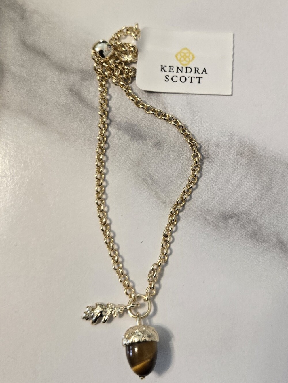 Fall with Kendra Scott Acorn Gold Delicate Chain Bracelet, NIB